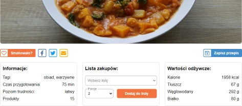 Każdy przepis można zapisać i wykorzystać w własnym planie - PrzepisDiety